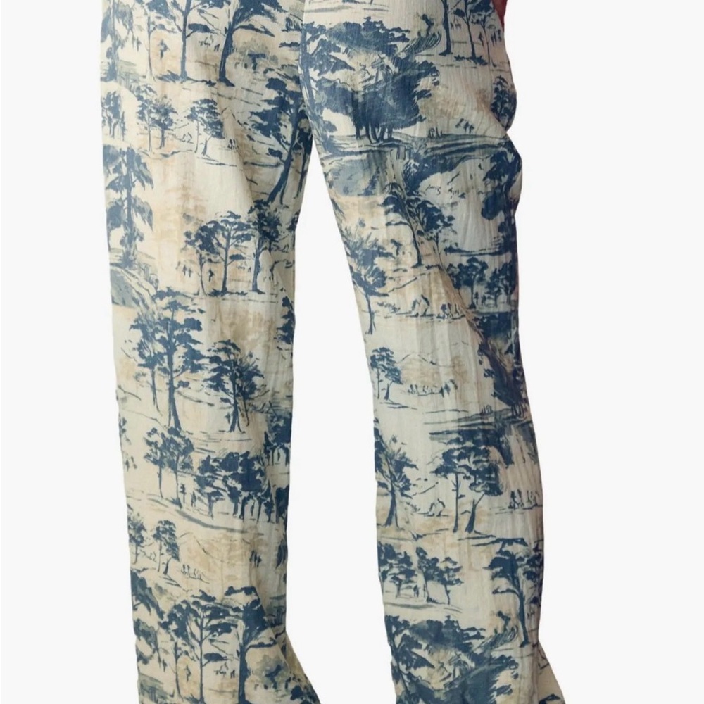 Soma Blue and Cream Wide Leg Pants - Picture 2 of 9